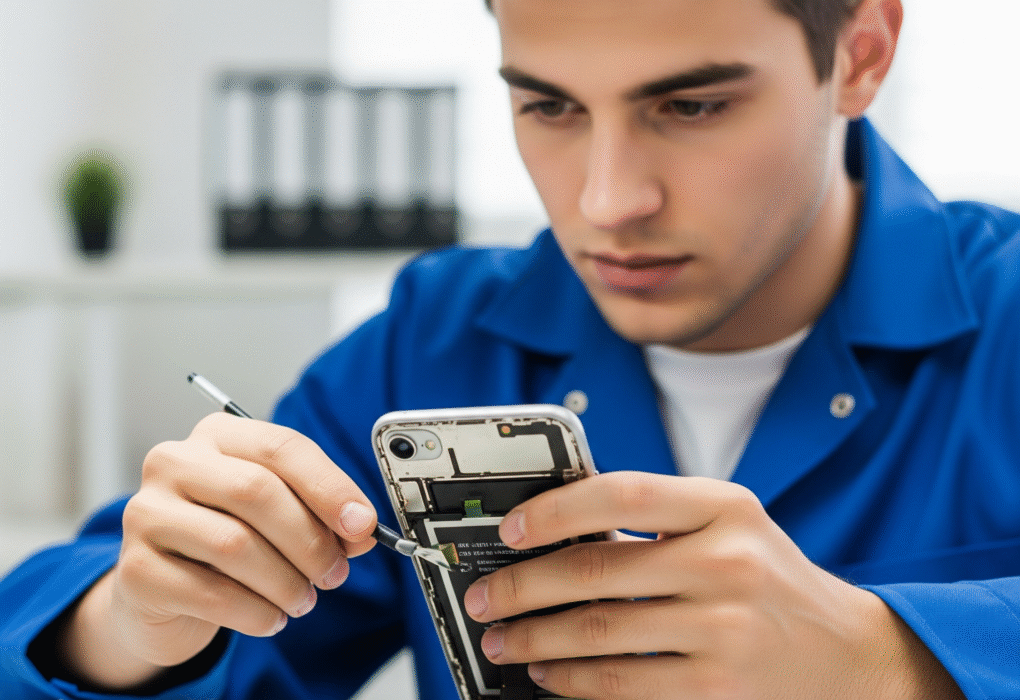 Hands engaging in smartphone maintenance, emphasizing care for device longevity.